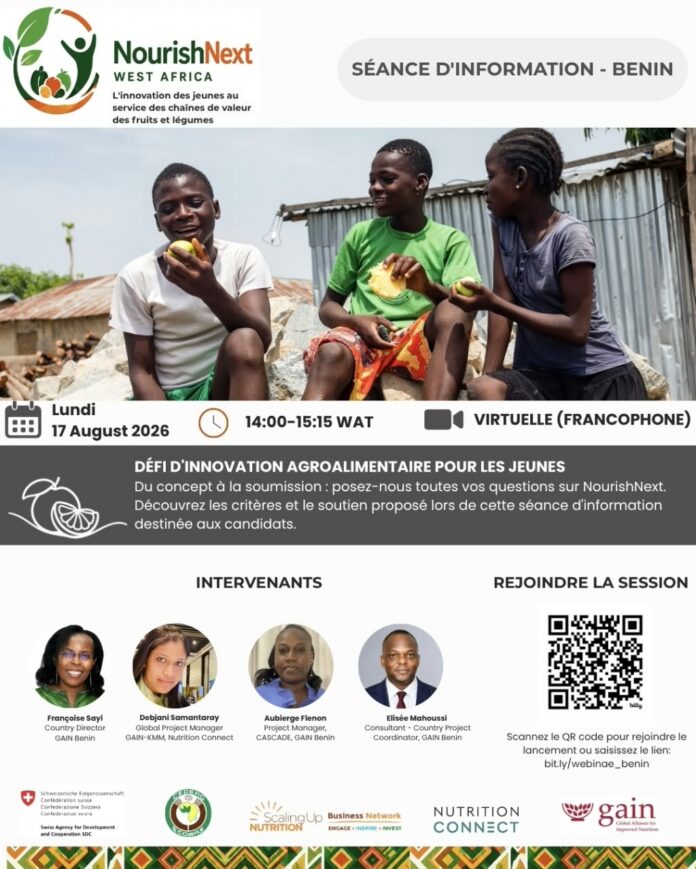 Séance d'information NourishNext West Africa au Bénin : rendez-vous le 17 août pour les jeunes porteurs d'initiatives agroalimentaires Séance d'information NourishNext West Africa au Bénin : rendez-vous le 17 août pour les jeunes porteurs d'initiatives agroalimentaires